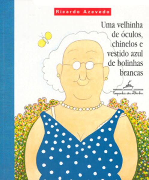 Picture of UMA VELHINHA DE OCULOS, CHINELOS E VESTIDO AZUL DE BOLINHAS BRANCAS