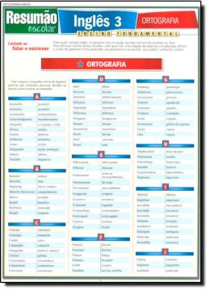 Picture of RESUMAO - INGLES 3 ORTOGRAFIA
