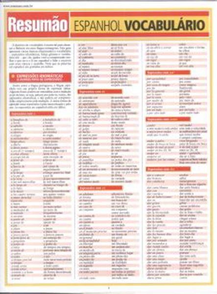 Picture of RESUMAO - ESPANHOL VOCABULARIO