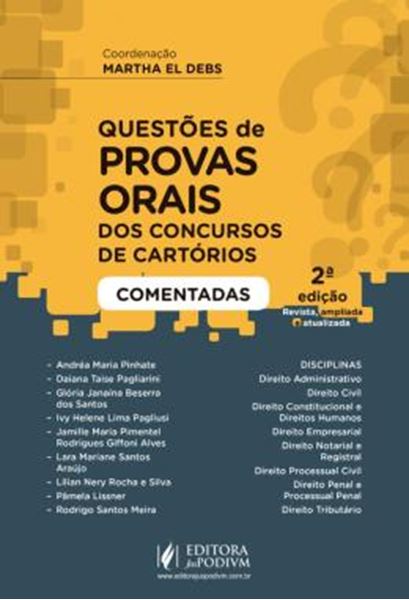 Picture of QUESTOES DE PROVAS ORAIS DOS CONCURSOS DE CARTORIOS COMENTADAS - 2ª ED