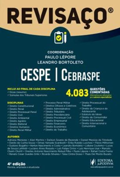 Picture of CESPE - CEBRASPE - 4.083 QUESTOES COMENTADAS, ALTERNATIVA POR ALTERNATIVA POR AUTORES ESPECIALISTAS - 4ª ED