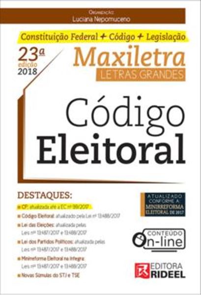 Picture of CODIGO ELEITORAL – MAXILETRA – CONSTITUICAO FEDERAL + CODIGO + LEGISLACAO - VOLUME  - 